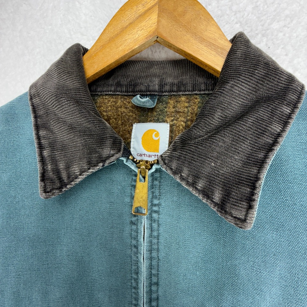 Vintage Carhartt Detroit Jacket Blanket Lined Mens Large J43 HTG Hunter Green - Picture 11 of 16